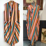 DUBGEE by Whoopi Boxy Colorful Stripe Pocket Sleeveless Dress Photo 1