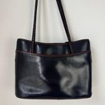 Brighton VINTAGE Satchel Croc Leather Handbag Purse 133757 Black & Brown Photo 4