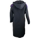 Sandro Womens Black Wool Striped Long Sleeve Hooded Hoodie Long Coat Jacket US 6 Photo 2