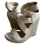 JEAN MICHEL CAZABAT Cream Leather Espadrille Wedges Sandals Size 37 Photo 0