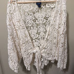 Daytrip  Cream Lace Tie-Front Blouse Photo 0