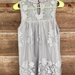 Miss Chievous  Women's Size Medium Sleeveless Lace Overlay Mock Neck Gray Blouse Photo 1