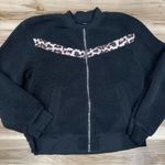 Zyia Active Flying V Black Cheetah Fleece Jacket Full Zip Womens XXXL 3XL Photo 1