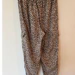 Aerie  High Rise Leopard Print Cargo Jogger Pants Beige Linen Blend Women's XS Photo 2