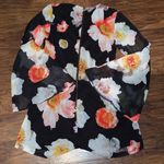 Gianni Bini Womens black and pink floral bell sleeved romper Photo 2