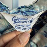 California Swimwear sz M blue tiki hula 100% cotton button Photo 4