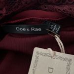 Doe & Rae Shirt Womens Medium Burgundy Red Sheer Lace Yoke Flowy Boho Peasant Photo 4
