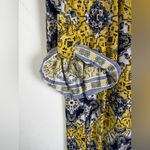 Mlle Gabrielle Mille Gabrielle Women’s Boho Midi Dress Lace-Up V-Neck Yellow Navy Plus Size 2X Photo 4