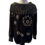 Vintage Calledina Women's L Black Sweater Gold Bead Embellishments Vintage Size L Photo 0