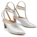 Sundance  Jacinda Shoes Metallic Silver Ankle Wrap Heels Women’s Size 36 | US 6 Photo 0