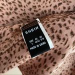 SheIn Blouse Top Short Sleeve Ruffle Animal Print Business Casual Neutral Trendy Photo 5