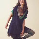 Free People  Oversized Preppy Kenzie Tunic Sweater Dress Vest Navy Size Small Photo 6