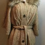 Loft Ann Taylor Long Cinched Tie Waist Faux Fur Crotchet Cardigan Sweater Photo 0