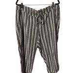 Per Se White & Blue Stripe Washable Linen & Viscose Blend Drawstring 1X Pants. Photo 7