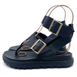 Sorel Roaming T-Strap Buckle Sandals Size 5.5 Black Leather Strappy Rugged Sole Photo 4