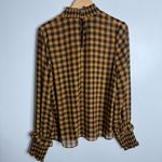 English Factory Mock Neck Checkered Sheer Blouse Orange Black Size Large Photo 2