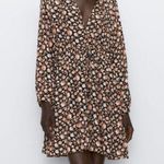 ZARA Pink Black Floral Long Puff Sleeves Cottagecore Mini Dress Photo 0