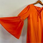 Venus 🦋  Orange Bell Sleeve Lace Up Mini Dress Small Fall Halloween Photo 1