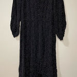 Joie  Black Assymetric Hem Ruffled Midi Dress With Hearts Large Photo 0