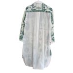 ZARA  White Green Embroidered Tunic Collared Shirt Dress Boho Cover Up size XL Photo 5
