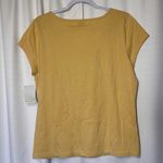 New NWT Liz & Co. Short Sleeve Yellow Henley Top XL Embroidered Liz Claiborne Gold Photo 5