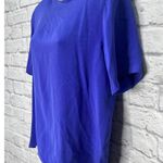 Nick & Nora Vintage Nora Noh Size 6 Silk Blouse Short Sleeve Keyhole Blue 80s 90s Photo 1