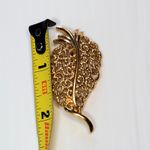 Monet  Leaf Brooch Open Work Filigree Gold Tone Vtg Signed 2.25" Photo 2