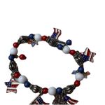 Vintage Patriotic Stretch Charm Bracelet Red White Blue Stars & Stripes Flags Photo 2