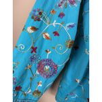 The Quacker Factory Turquoise Beaded Floral Embroidered Cotton Jacket Size 1X Blue Photo 2