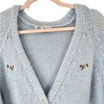 ZARA  Baby Blue Floral Embroidered Sweater and Top‎ Set Button Front Medium HTF Photo 5