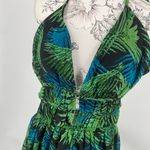 Boohoo Tall plunge front palm print maxi dress, halter style, backless size 8 Photo 2