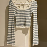 Hollister  blue and white striped knit sweater crop top, size small  Photo 0