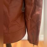 Tobi Vegan Faux Leather Hooded Motorcycle Moto Zippered Brown Jacket Size Small Photo 8