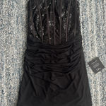 Lulus Black Mesh Sequin Strapless Mini Dress Photo 1