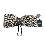 DKNY Leopard-Print Bandeau Tie-Front Bikini Top Brown Black XL Photo 1
