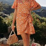 VICI  | Sunsets With You Satin Floral Wrap Mini Dress Photo 3
