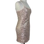 Dillard's Pink sequin glam mini dress spaghetti strap, sparkly cocktail party club wear Photo 3