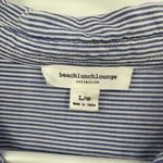 Beach Lunch Lounge size large 100%‎ cotton button up striped embroidered shirt Blue Photo 4