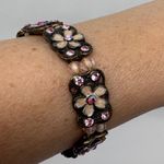 Pretty Hippie Flower‎ Bracelet Pink Rhinestone Stretch Costume Jewelry Photo 5