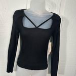 Crave fame   Women's Black Ribbed Long Sleeve Crop-top Size Medium NWT Photo 2