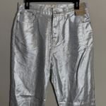 Madewell The 90s Straight Denim Jean Women's 29 Silver Foil Metallic Rigid NWT Photo 7