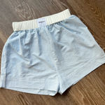 Princess Polly  Light Blue and White Striped Shorts Photo 0