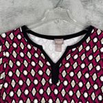 Chico's  Shirt Geometric Print Top 3/4 Sleeve V-Neck Blouse Diamond Pattern Size M Photo 3
