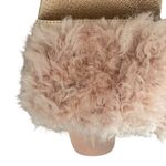 Loeffler Randall  Domino Shearling Sheep Fur Flat Slide Sandal Pink/Rose Gold 9.5 Photo 4