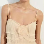ZARA  FLORAL RUFFLED FLUID CAMI TOP in Cream Size S Photo 0