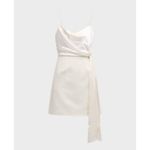 NEW Cinq à Sept Cara Tie Waist Mini Dress‎ Size 4 Ivory Bridal Satin White Photo 9