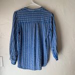 Anthropologie Size 8 Medium Blue Striped Viscose Linen Blend Button Up Long Slv Photo 4
