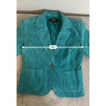 Women's ALFANI Petite Teal Suede Blazer S Blue Photo 4