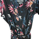 City Chic  Black Floral Palm‎ Button Front Off the Shoulder Romper Plus Size 24 Photo 4