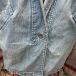 Vintage 80s Bebe Furrrina Oversized Long Denim Coat: Size MEDIUM Blue Photo 2